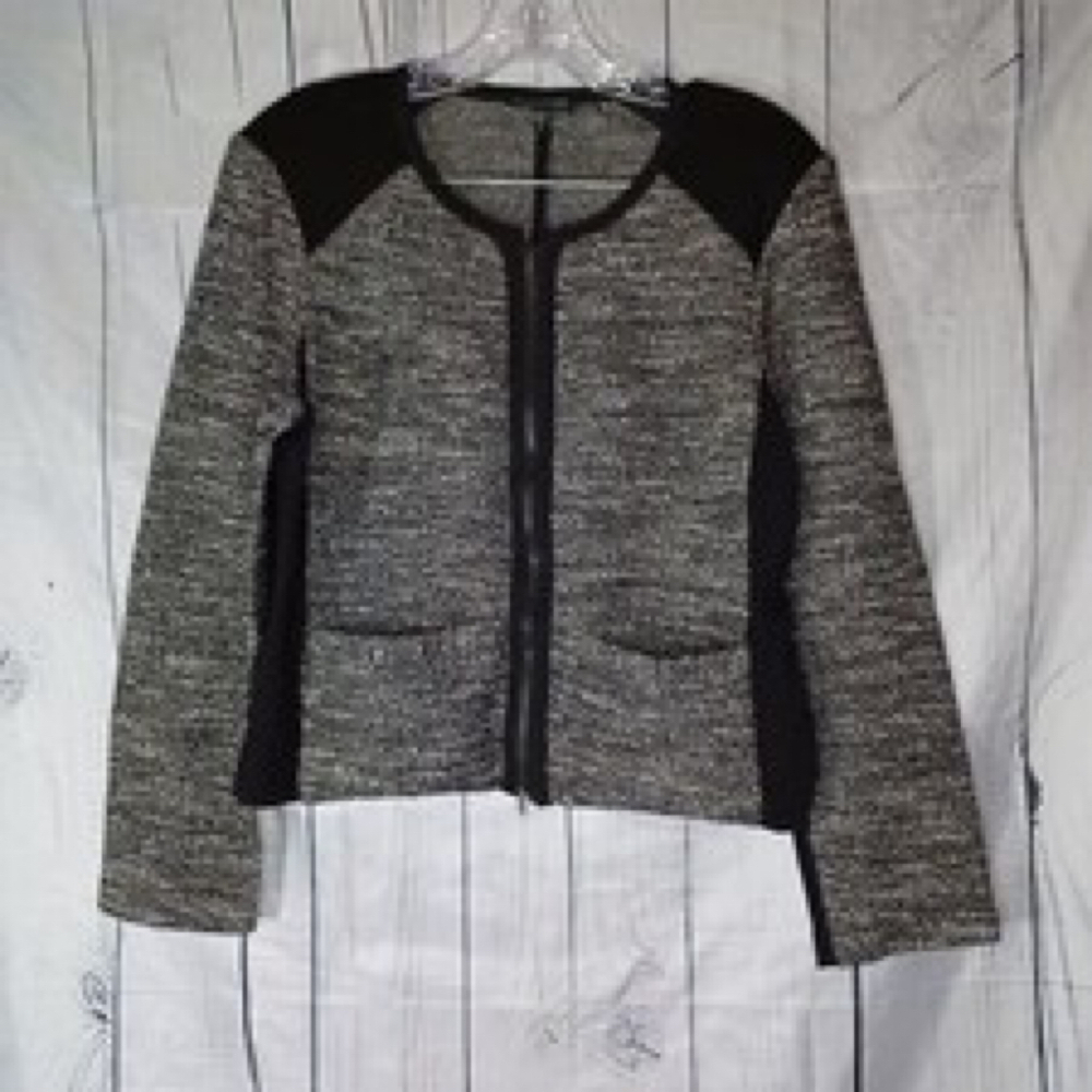 Eileen Fisher Tweed Black And Gray Jacket size small